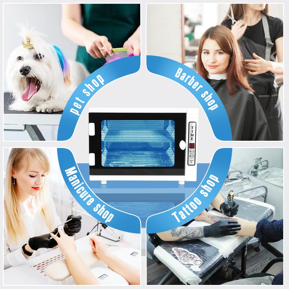 Nail Tool Cleaning Machine, 12L High Capacity Multi-Functional Nail Cleaner Box Manicure Tool Cleaning Cabinet Salon Equipment for Spa Beauty Home Metal Tools With Replaceable Lamp