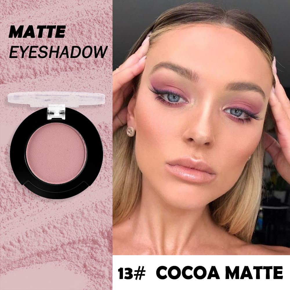 Monochrome Matte Eyeshadow Makeup Palette, Highly Pigmented Cocoa Red Color Eyeshadow Palette,Matte Pressed Powder Eye shadow Makeup,Single Vegan Eye Shadow,Daily Evening Women Girls Eyeshadow Gift13#