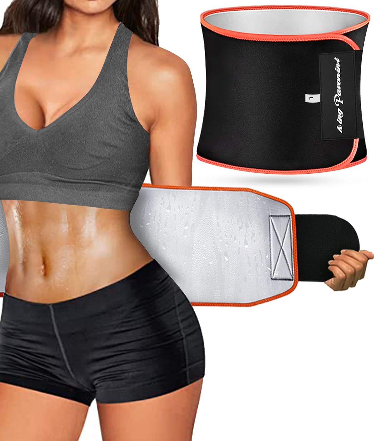 KingPavonini Waist Trimmer for Women & Mens Waist Trainer Sweat Belt Plus Size, Upgraded