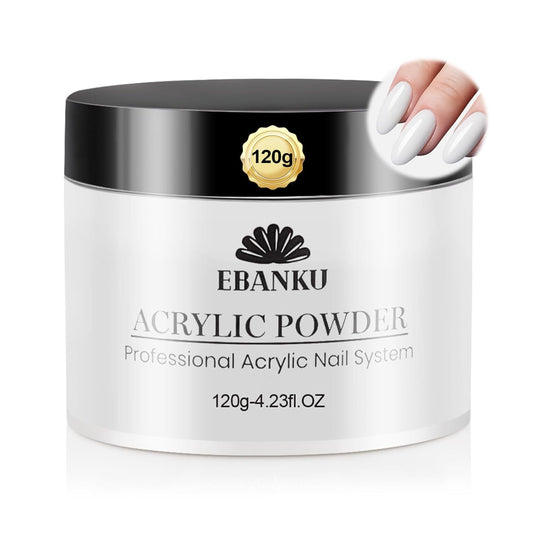 EBANKU Acrylic Nail Powder, 4.2oz White Powder for Nail Extensions & Sculpting, Colored Acrylic Nail Powders for French Nail Extension, Gifts for Women