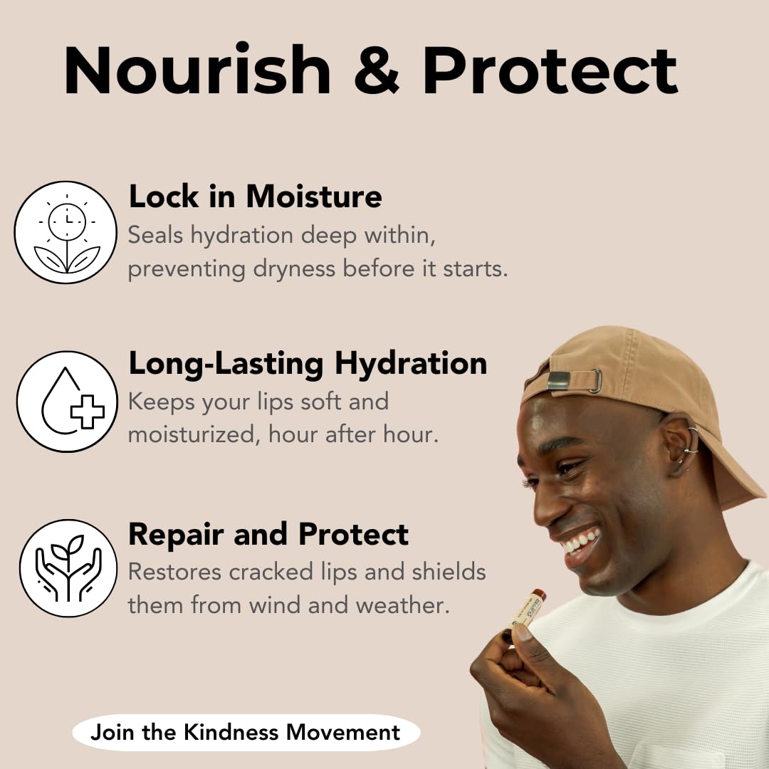 Kind Lips Lip Balm - Nourishing & Moisturizing Lip Care with Shea Butter, Beeswax & Vitamin E | Georgia Peach Flavor | 0.15 Oz (Pack of 5)