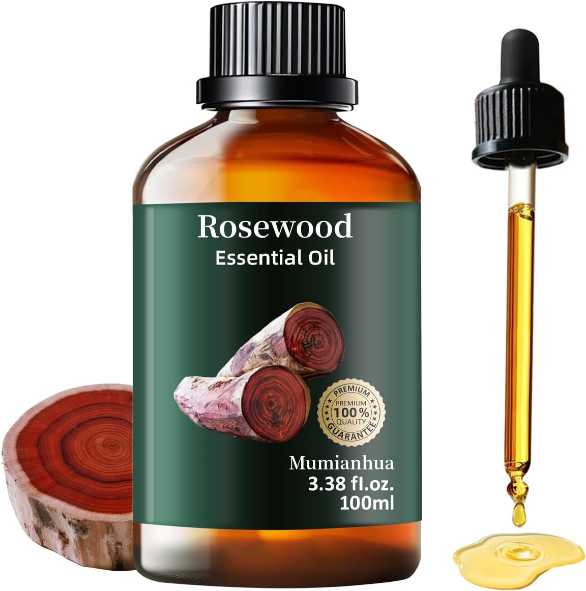 Rosewood Essential Oil Pure, Mumianhua Natural Organic Pure Premium Therapeutic Rosewood Oils for Skin, Body, Hair Care, Diffuser, Candle, Soap, Making, DIY, Massage 3.38 Fl Oz