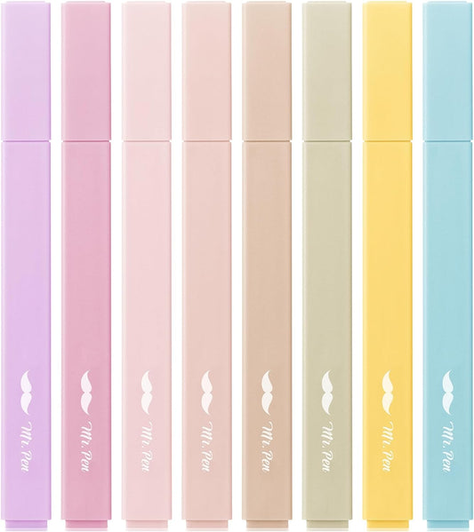 Mr. Pen- Aesthetic Highlighters, 8 pcs, Chisel Tip, Neutral Colors, Cute Highlighters Assorted Colors