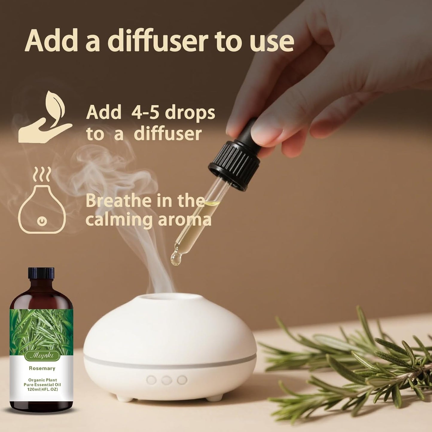 Rosemary Essential Oil-Rosemary Fragrance Oil 4.33oz (130ml)-100% Pure Natural Scent for Diffusers, Candles, Soap Making & Aromatherapy-Relaxing Home & Gift Essential Oil for Bath, Massage
