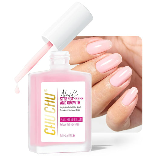 Nail Repair for Women: 8 in 1 Pink Nail Hardener Extra Strong and Growth - 15ML Natural Nail Polish Hardener Ridge Filler Strengthener for Weak and Damaged Nails 15ml
