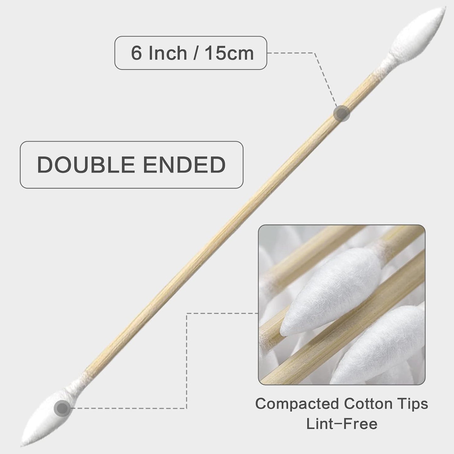 PINGMIC 400 (800 Tips) 6-Inch Precision Gun Cleaning Swabs - Lint-Free Double-Ended Cotton Swabs for Gun Cleaning, Makeup & Electronics