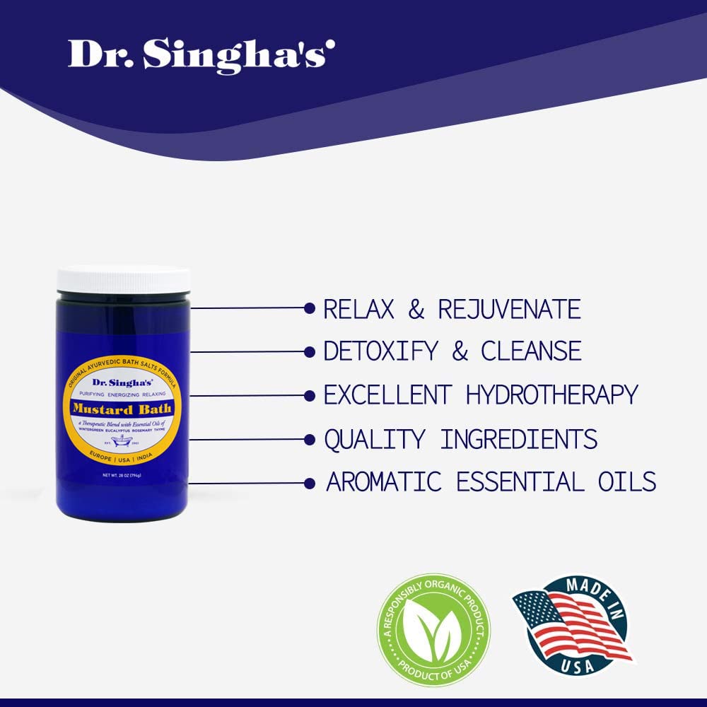 Dr. Singha’s Mustard Bath – Therapeutic Bath Salts for Relaxation, Soothing Comfort & Refreshing Aroma – 28 oz Aromatherapy Soak with Mustard Seed & Essential Oils - Bathing Alternative to Epsom Salt