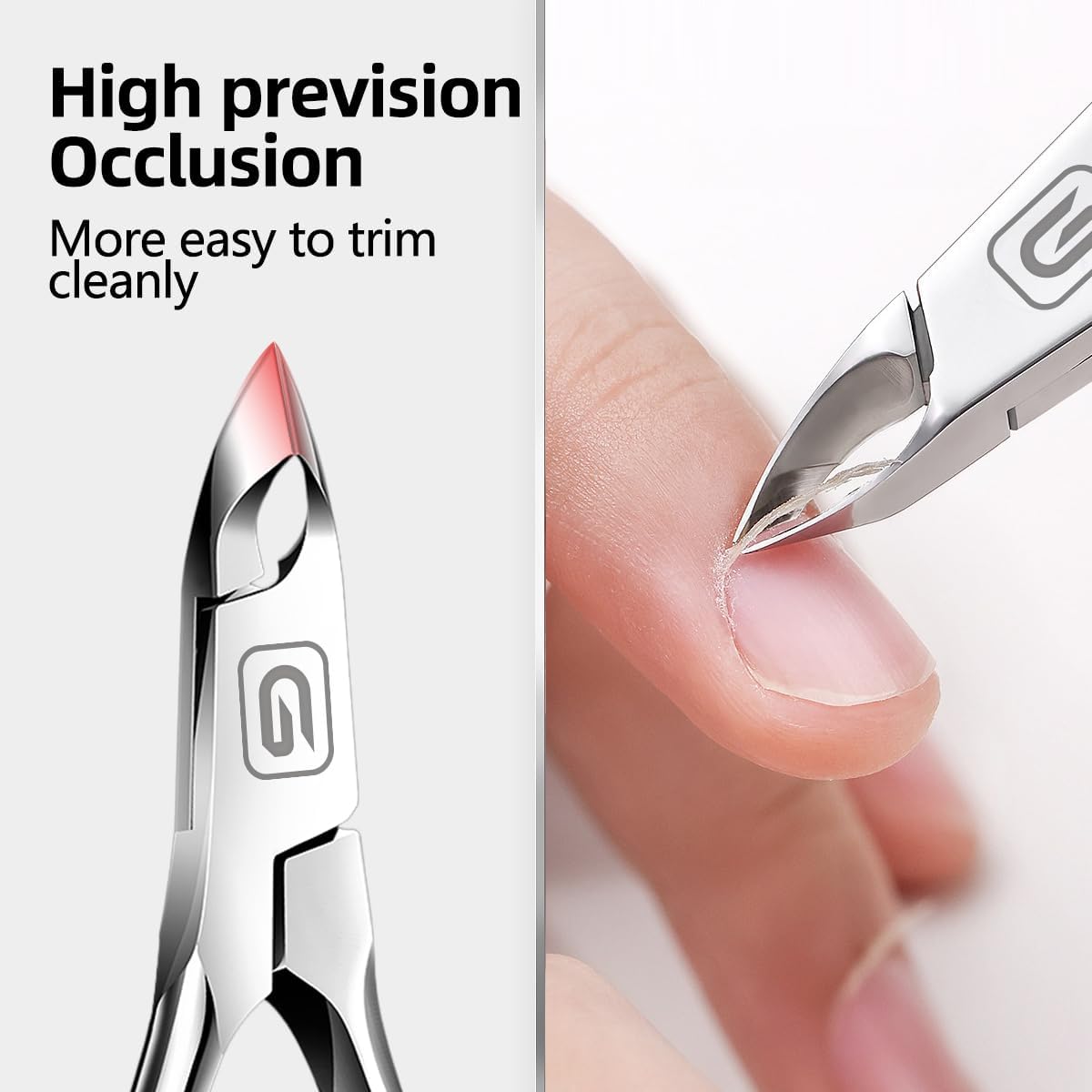 Cuticle Trimmer 3/4 Jaw Extremely Sharp Cuticle Nippers Scissors Stainless Steel Clippers Cutter Remover Pedicure Manicure Nail Tool, cuticle pusher (Cuticle Nippers/Silver-b)