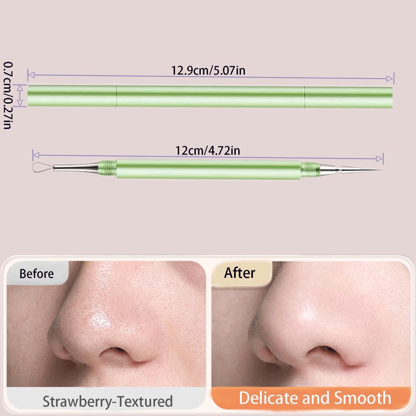 2-in-1 Professional Stainless Steel Acne Removal Needle, Whitehead & Blackhead Remover Tool, Pimples Comedone Extractor Removal Tool, Double Ended Needle with Cap Removal for Nose Face Tools(Sliver)