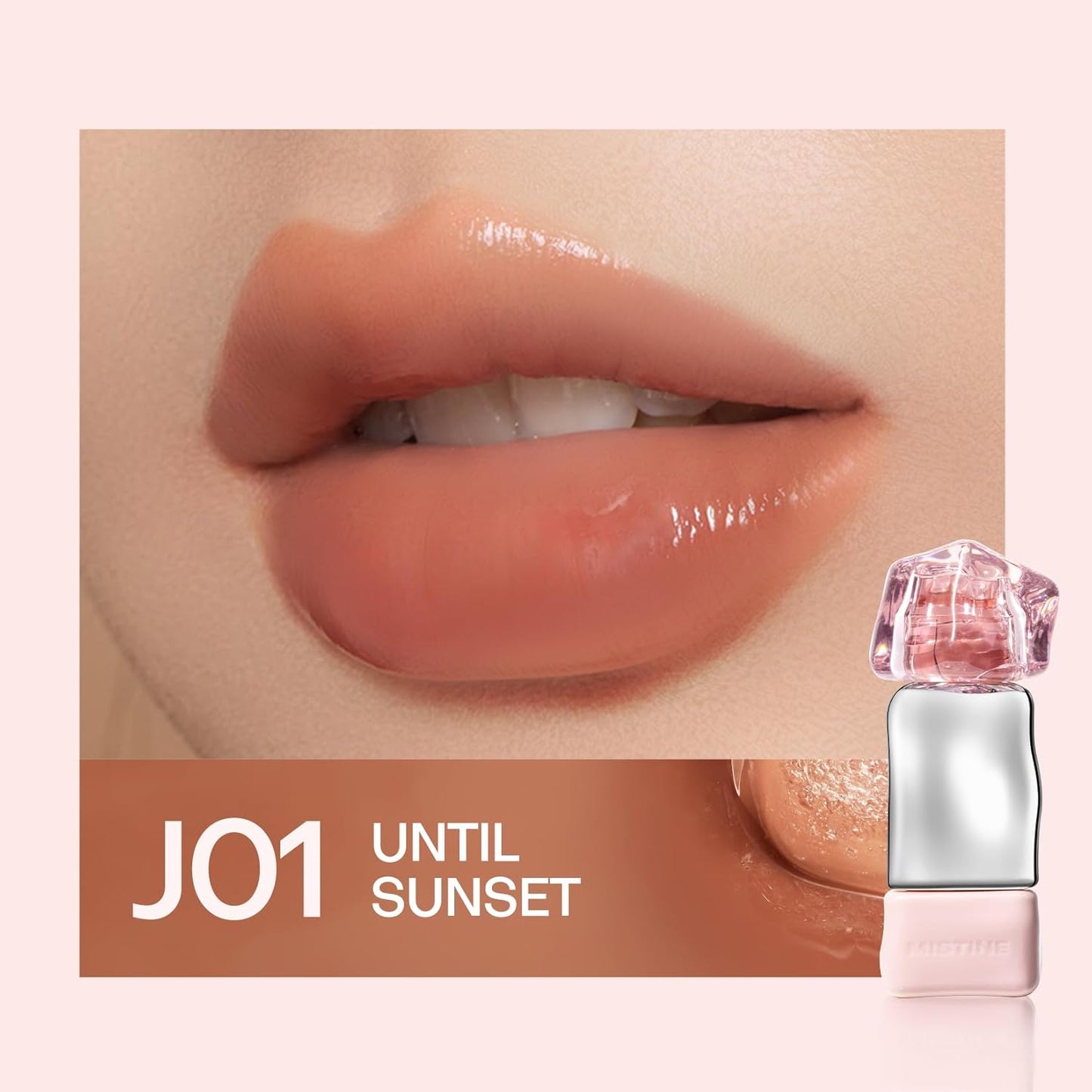 Mistine Lip Gloss Lip Oil Lip Plumber Non-sticky Tinted Lip Gloss for Women Infused with 1% Peptide Finish Lip Tint Hydrating Lip Stain Lightweight Feeling J01 Until Sunset Limited Edition 0.1 fl oz