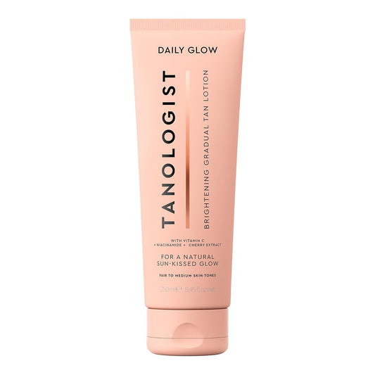 Tanologist Brightening Daily Glow Body Lotion- Light/Medium, Gradual Tanning Lotion, No Fake Tan Smell, Streak-Free & Natural Looking Self Tanner, Vegan, 8.45 fl. oz/250 ml Tube
