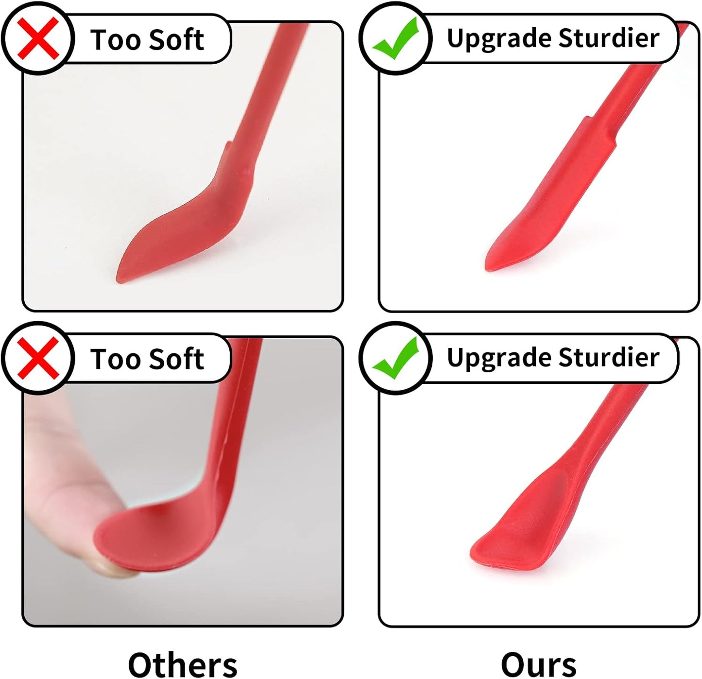 Mini Spatula Silicone Spatula Set - Cuttte 2pcs Small Makeup Scrapers for Cosmetics, Reusable Beauty Tiny Tools, Thin Jar Scraper, Get Last of Makeup Out, Black and Red