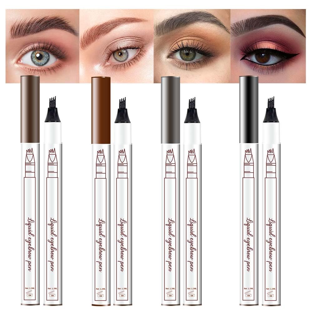 Eyebrow Ink Pencil by Brow Stylist -Micro 4 Point Brow Pen Lift & Snatch Eyebrow Pen Kits with 3 Eyebrow Stencil Long-Lasting Waterproof Natural Eyebrow Hair (4Pcs 01#&02#&03#&04#)