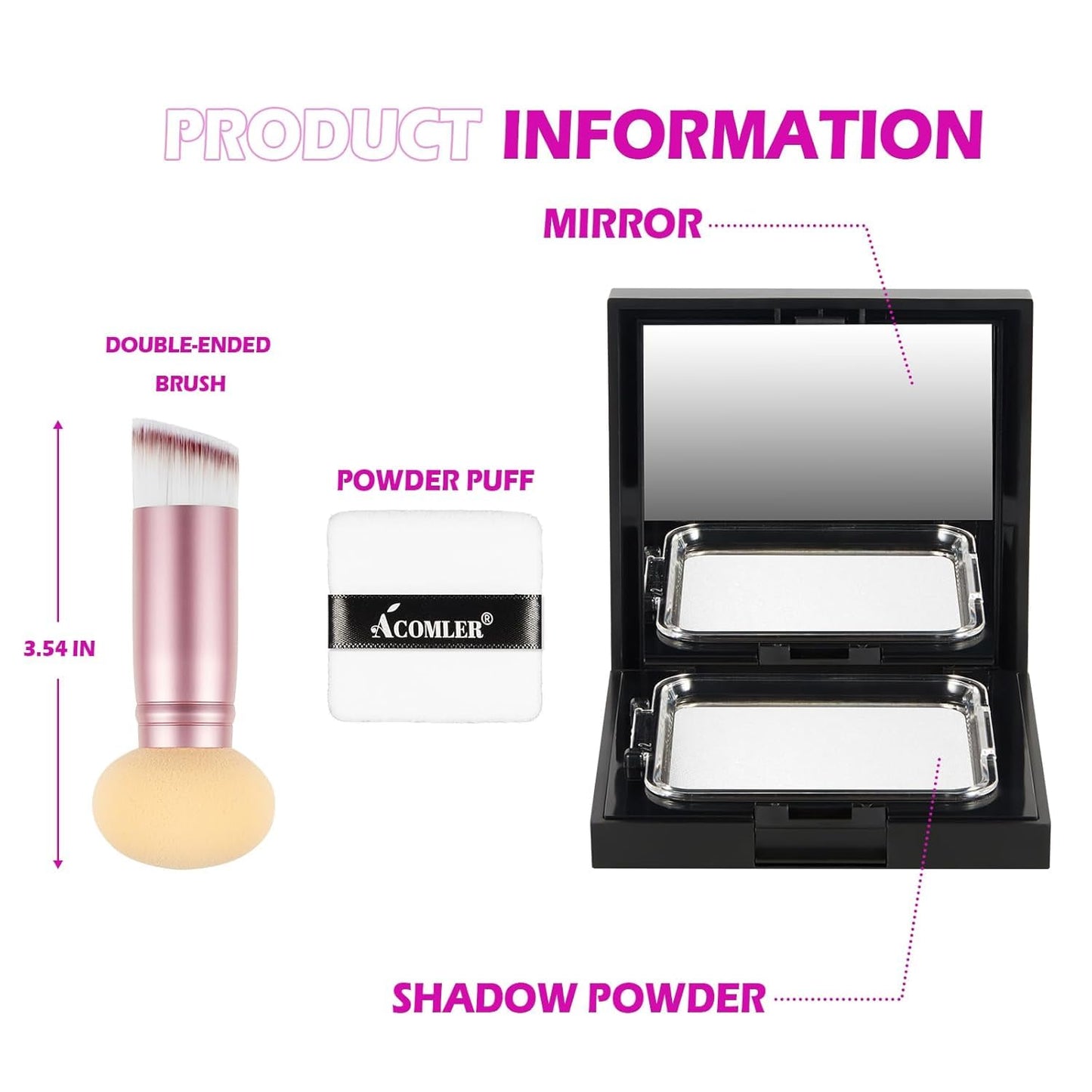 Acomler Root Touch Up Hair Color, Talc-Free Hairline Powder for Thinning, Root Touch Up Instantly Gray Hair Cover Up, Hair Powder for Women Men, Includes Makeup Brush (White, 0.42oz)