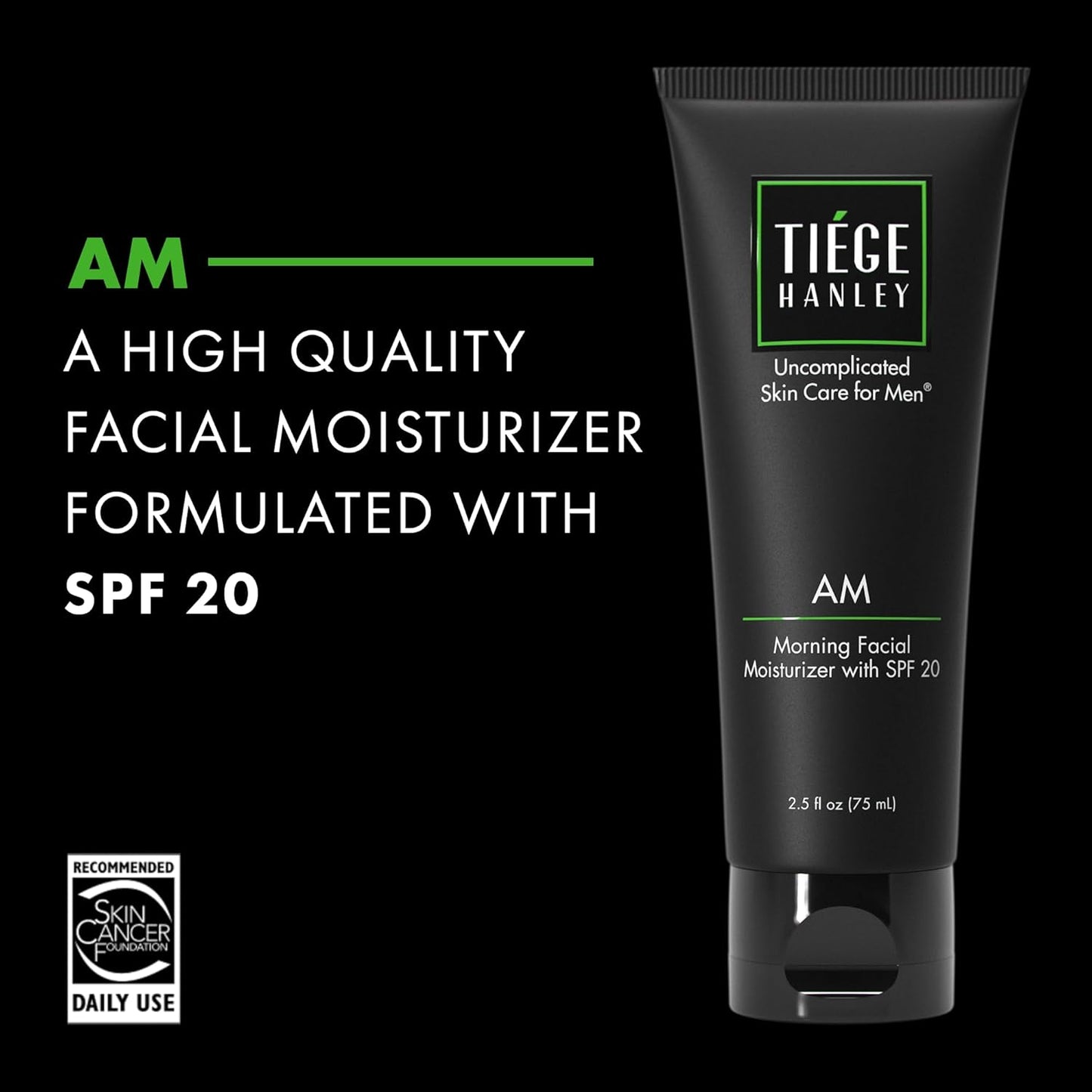Tiege Hanley Mens Face Moisturizer, Morning Facial Moisturizer with SPF 20 - Men's Face & Skin Care Cream for Long-Lasting Hydration - Promotes Even Skin Tone, Safe for Sensitive Skin (2.5 Fl Oz)