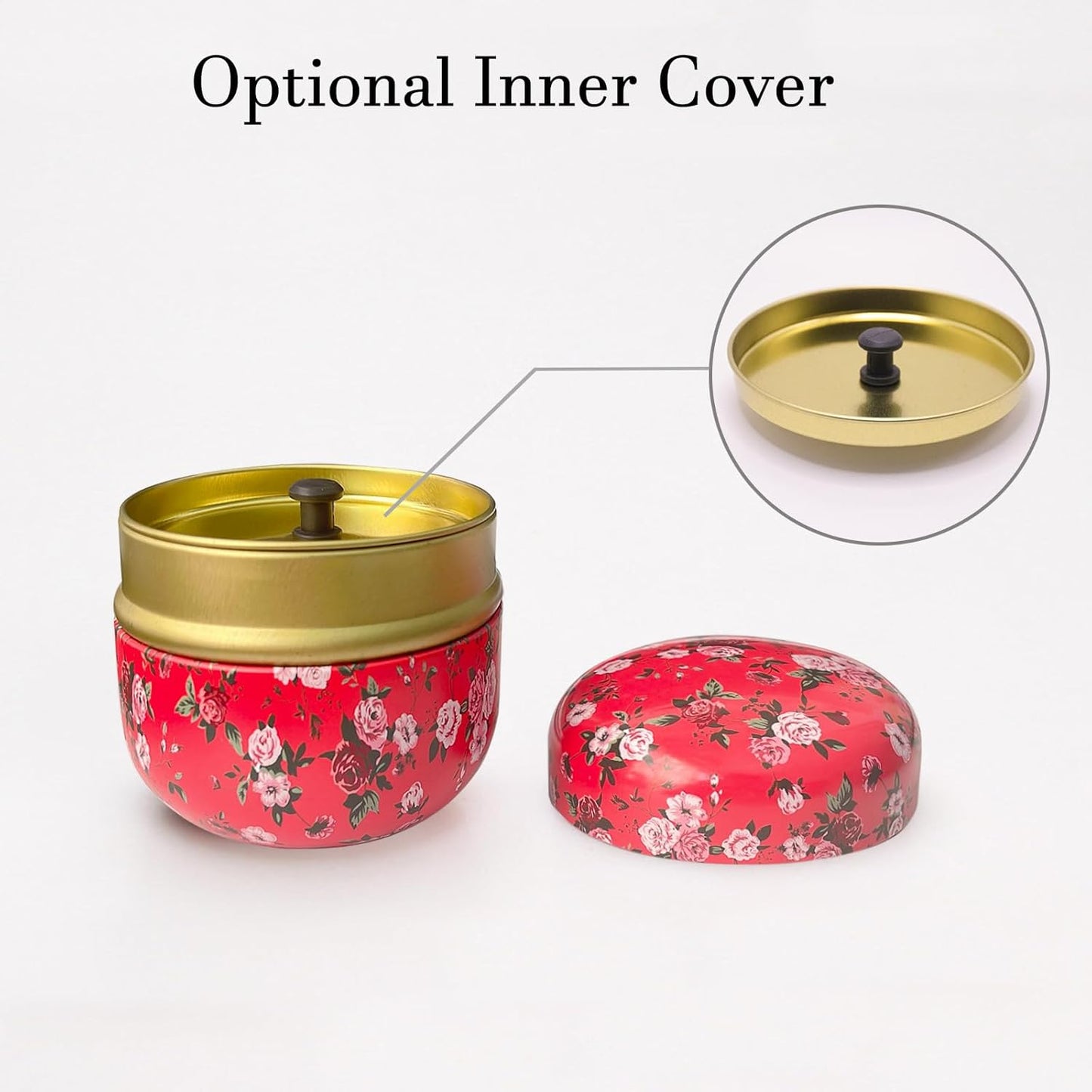 Body Powder Puff and Container for Dusting Powder, Women Powder Puff and Powder Case for Bath and Travel (Red Rose)