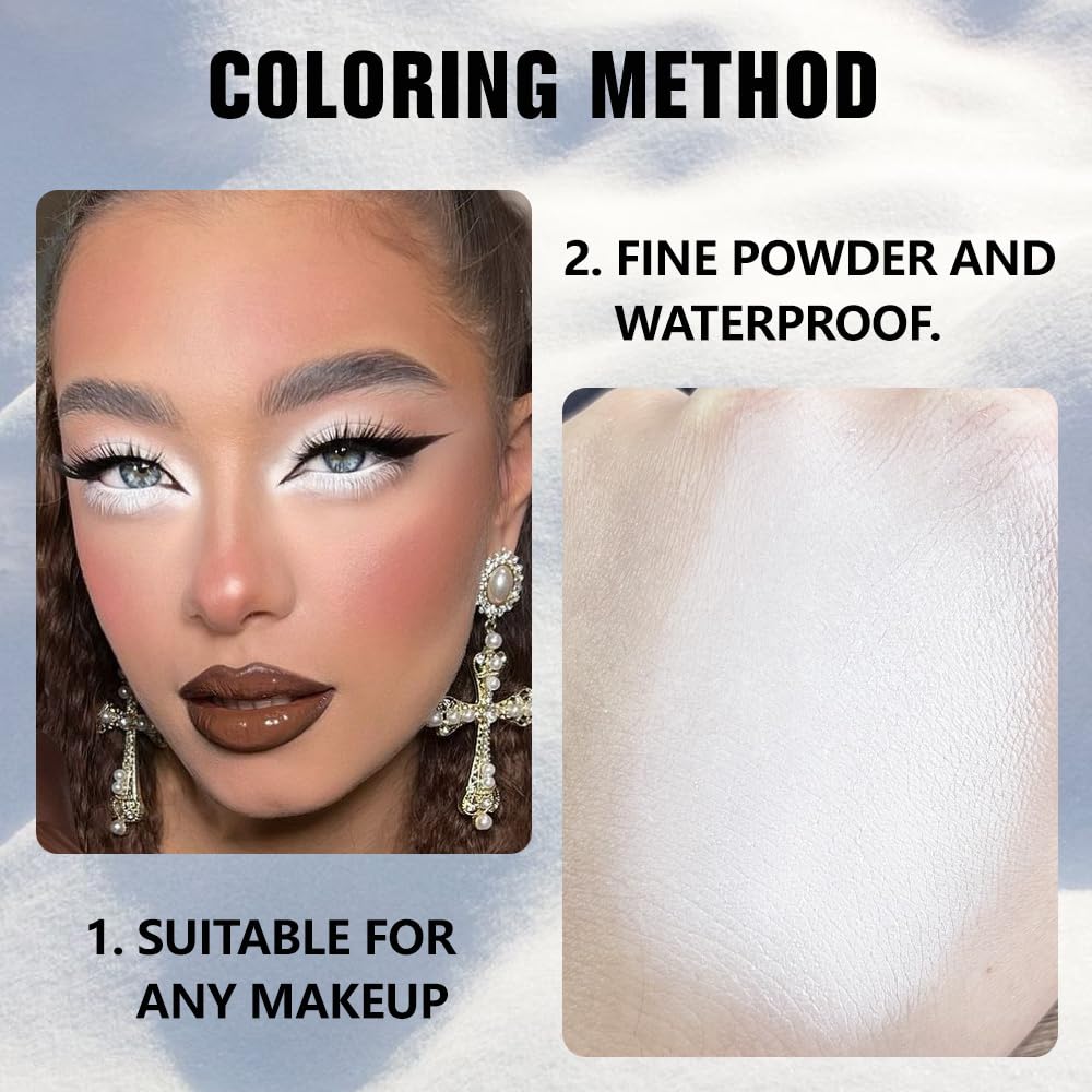 Kaely Pressed Single Eyeshadow Makeup, White Matte Highly Pigmented Monochrome Eye Shadow Palette, Waterproof Neutral Powder Mini Eyeshadow, sombras para ojos, Lightweight Blendable, 08