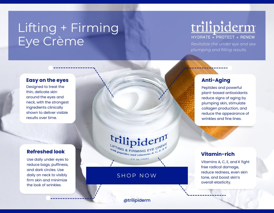 Trilipiderm Natural Lifting & Firming Eye Creme Hydrating, Healthy Eye Treatment for Fine Lines