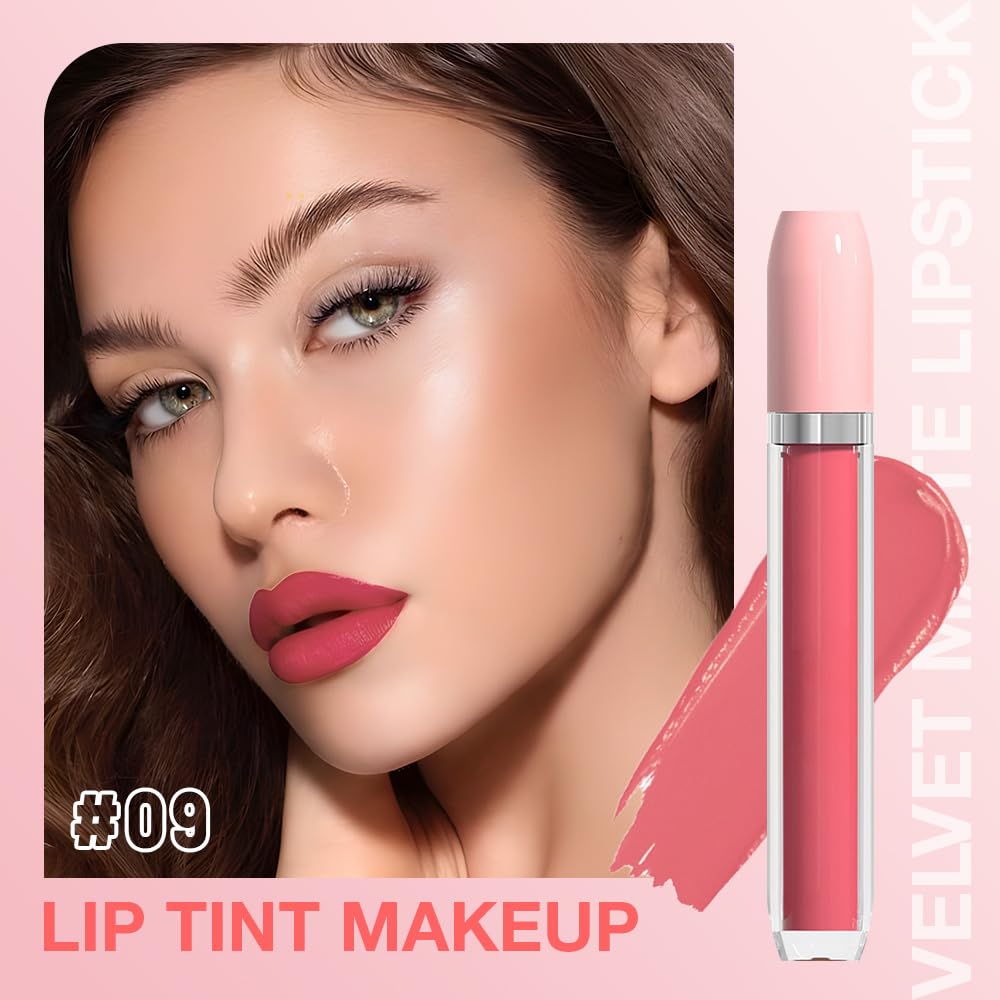 BINGBRUSH Super Matte Longwear No-Budge Stay On Smudge Proof Liquid Lipstick Long Lasting Makeup for Women,Highly Pigmented Color and Instant Shine, Cheeky