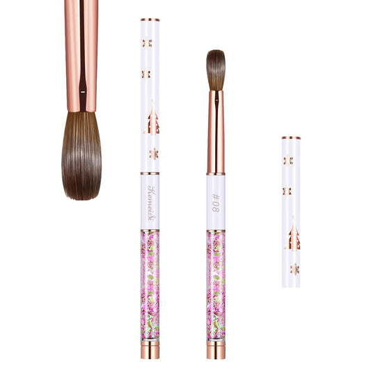 Acrylic Nail Brush Size 8,KEMEISI 100% Pure Kolinsky Nail Art Brushes Sturdy Handle Oval Shaped Acrylic Powder Nail Design Tools for Professional Manicure DIY Home Salon (White)