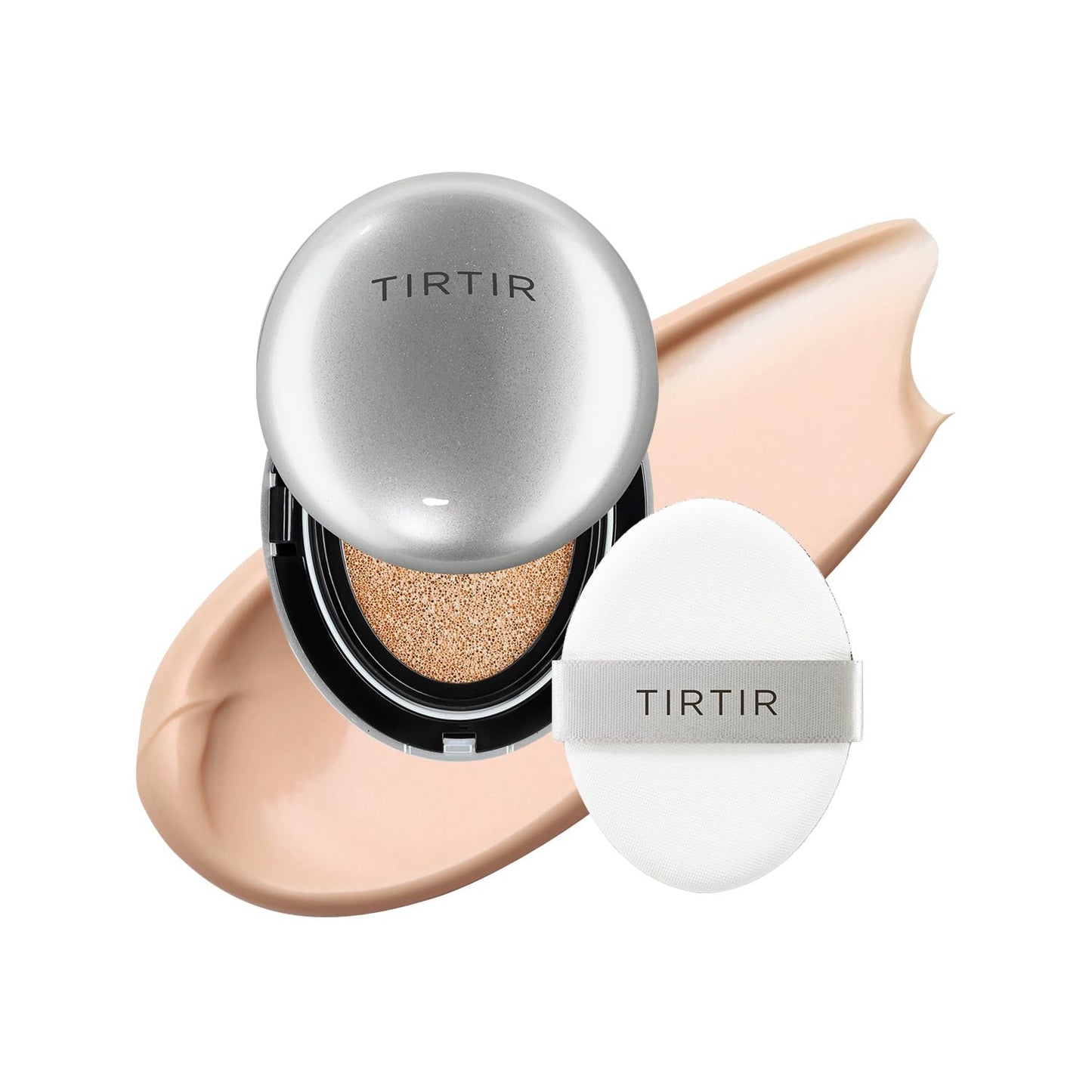 [*Mini Size*] TIRTIR Aura Glow Silver Cushion | Korean Cushion Foundation, (#21C Cool Ivory, 0.15 Fl Oz)