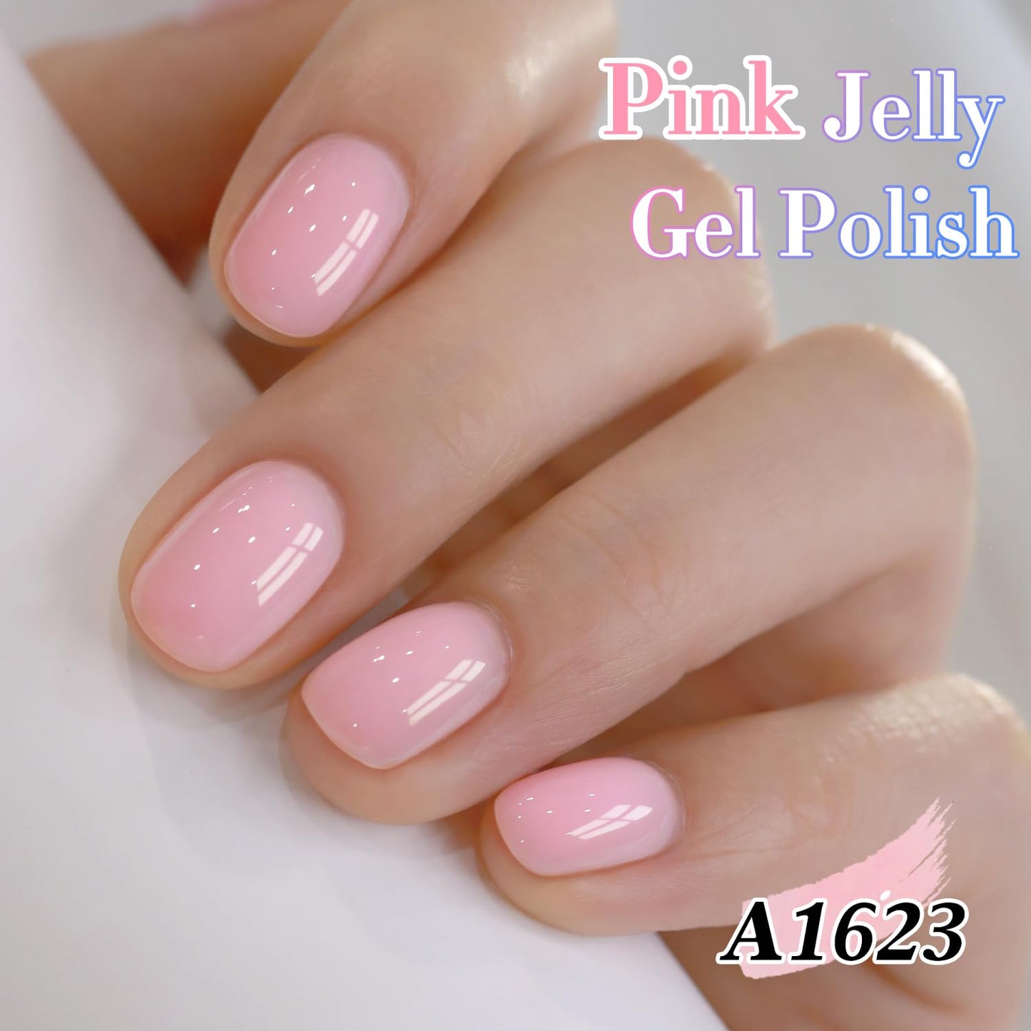 Double Rhythm 0.50 OZ Translucent Gel Polish Same Color Same Bottle Sheer Pastel Neutral Natural Milky 15 ML Jelly UV Nail Art DIY at Home (Pink-A1623)