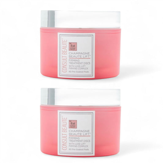 Consult Beaute - Champagne Lift Face Firming Treatment Disc - Firming and Exfoliating Pads - Rejuvenate Sagging Skin - Pre-Soaked Wipes - Disposable - Peptides - Grape Seed Extract - 60 Count (2Pack)
