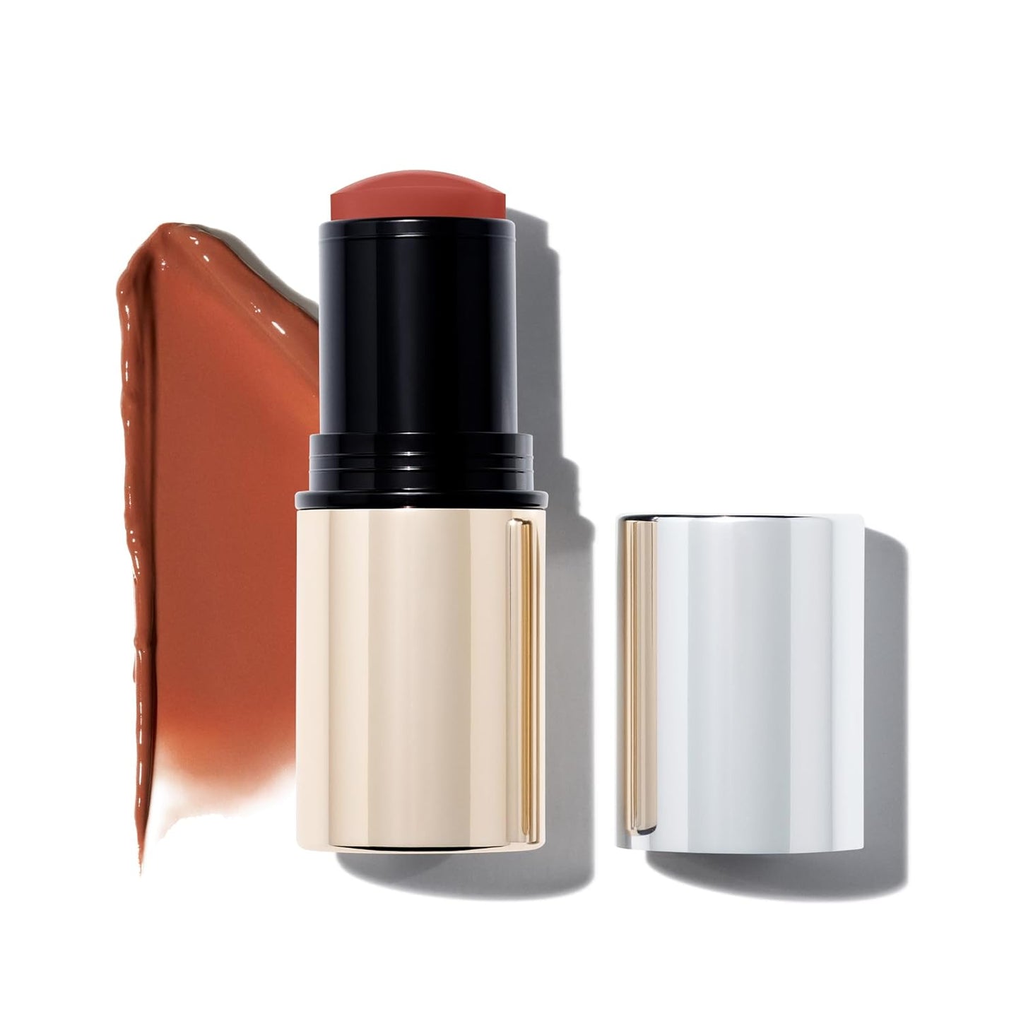 MAKE Beauty Heat Stroke Cream Blush Stick for Cheeks with Natural Hydrating Dewy Finish. Creamy Gel Blush Balm - Shade Flushed, Peachy Nude Cheek Tint