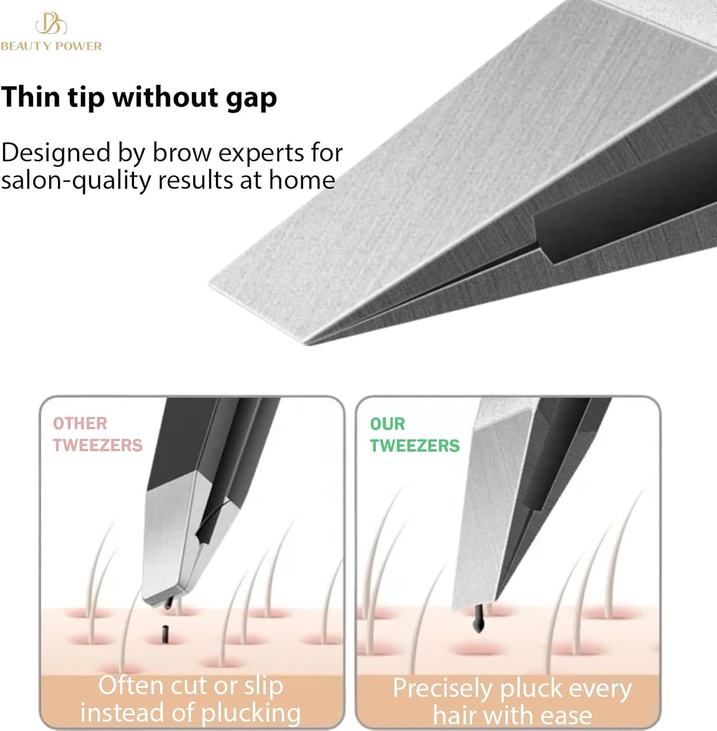 Ultra-Precision Professional Slant Tweezers for Women Facial Hair - German Stainless Steel, Lightweight Black Tweezers for Women & Men, Ideal for Eyebrow & Facial Grooming (Pink)