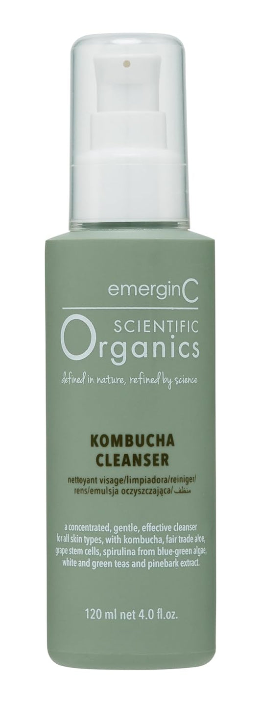 emerginC Scientific Organics Kombucha Cleanser - Nutrient Powerhouse Face Wash with Aloe Vera + Plant Stem Cells to Help Visibly Improve Skin Tone + Texture (4 oz, 120 ml)