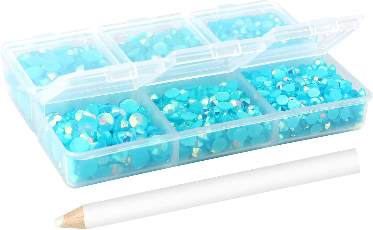 Multi Size 3mm 4mm 5mm Rhinestones Set for Nails Crafts Sky Blue Non Hotfix Rhinestones Nail Gems Rhinestone Jelly AB&Round Flat Back Resin Rhinestone for Makeup Clothes Shoes Eyes Bottles Crafts