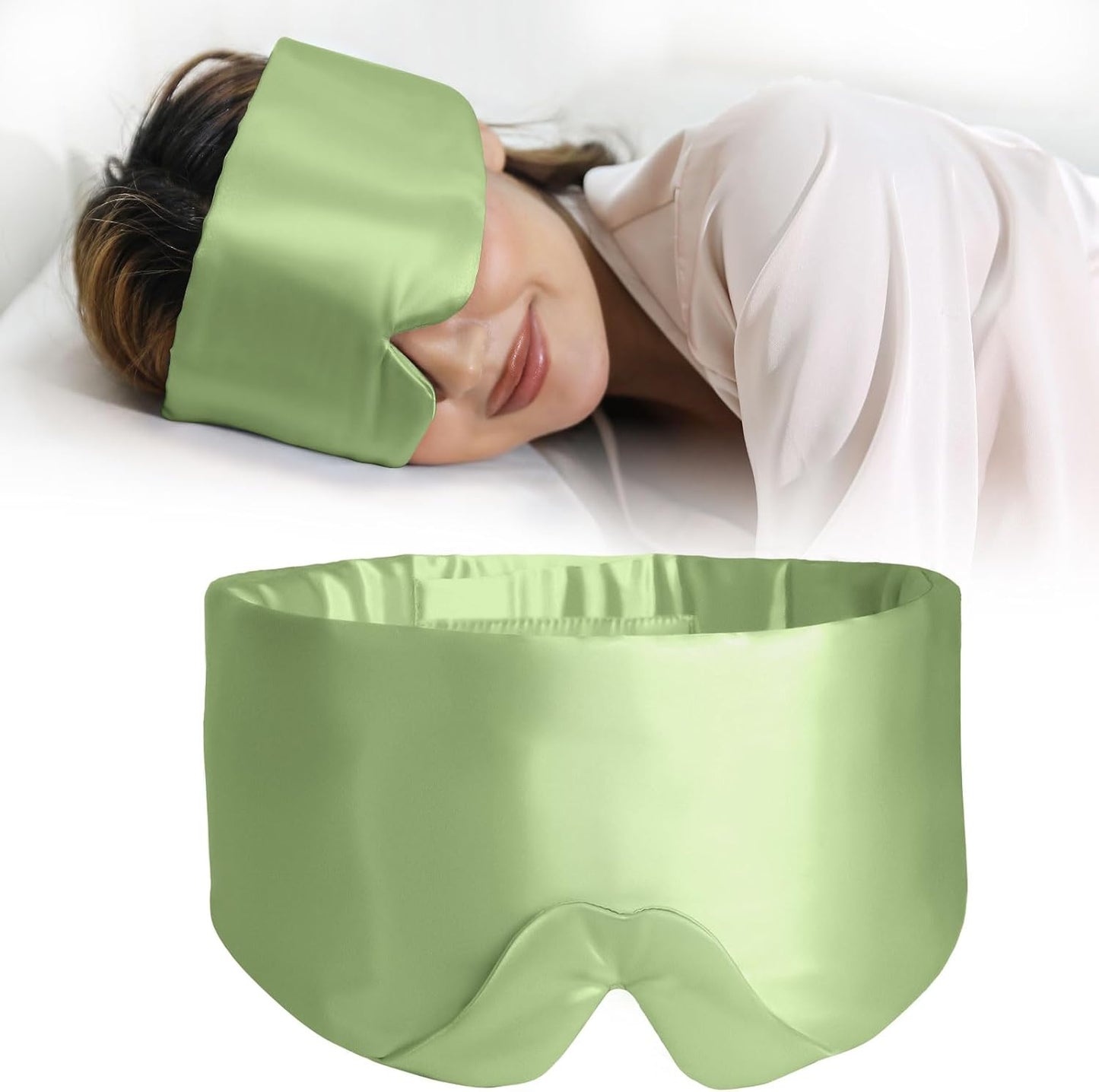 ZIMASILK 100% 22 Momme Mulberry Silk Sleep Mask - Full Silk Filled, Ultra-Soft & Breathable, Face-Hugging Blackout Eye Cover for Sleeping (Sage Green)
