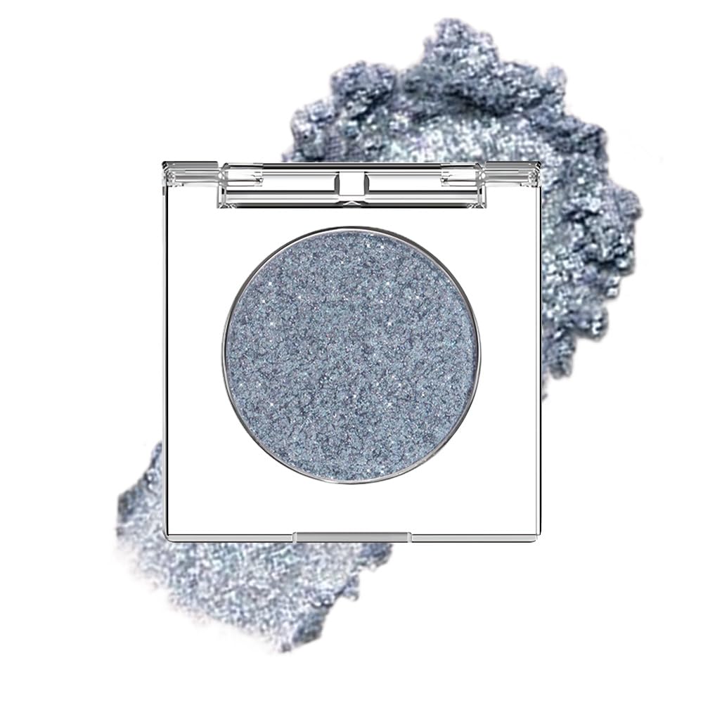 Glitter Shimmer Sparkle Eye Shadow Palette Makeup for Women, Shimmer Blue Glitter Metallic Holographic Iridescent Cream Iridescent Single Monochrome Eyeshadow Makeup
