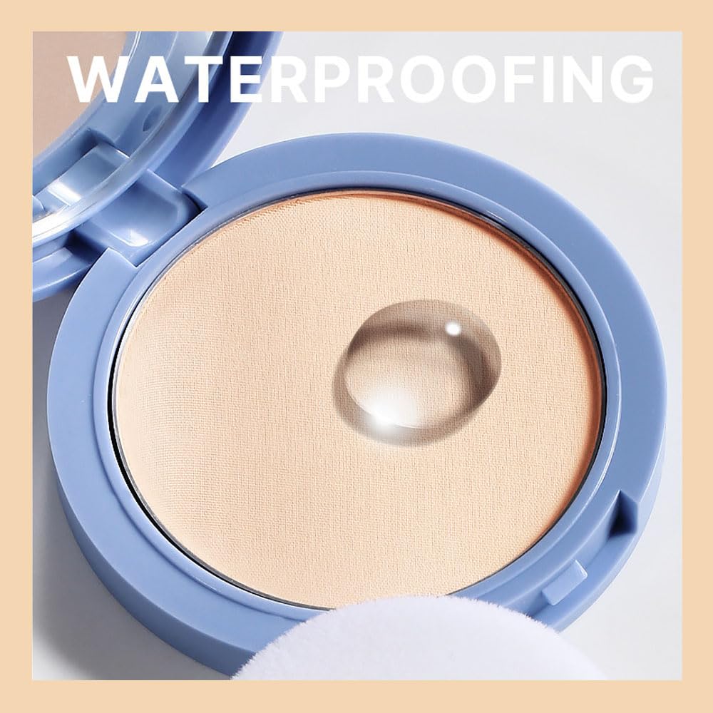 Kaely Oil Control Face Pressed Powder, Perfection Matte Compact Powder, Long Lasting Waterproof Finishing Powder Makeup, polvo compacto de maquillaje, Lightweight, Vegan, 10 Porcelain