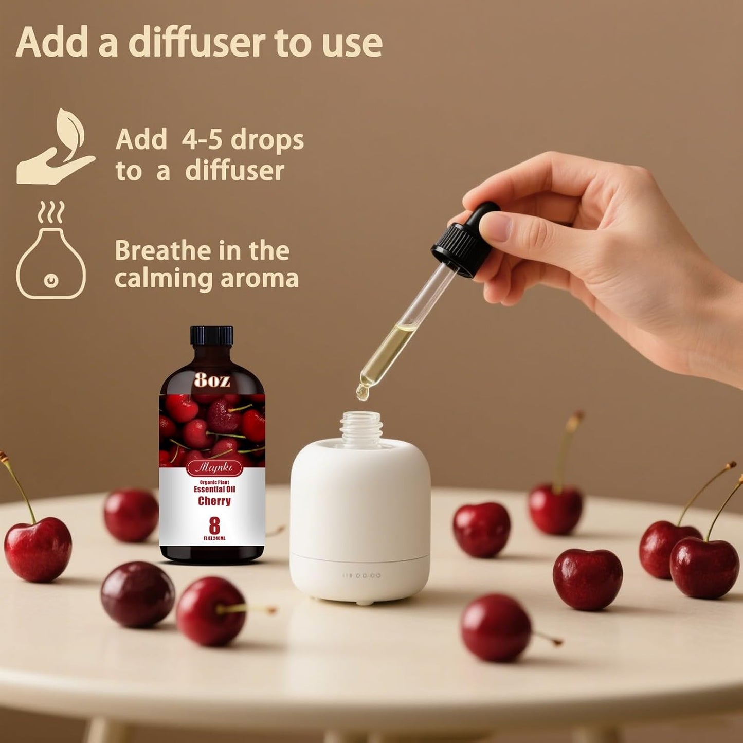 Cherry Fragrance Oil-Cherry Essential Oil 8.33oz (250ml)-100% Pure Natural Scent for Diffusers, Candles, Soap Making & Aromatherapy-Relaxing Home & Gift Essential Oil for Bath, Massage