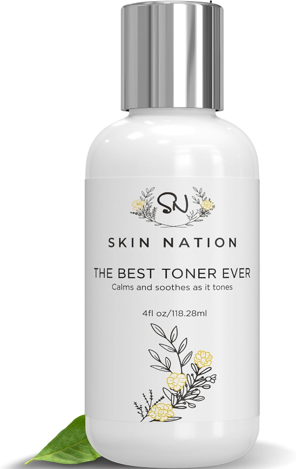 Skin Nation Hydrating Gentle Rosewater Toner with Aloe Vera and Chamomile, Alcohol-Free and Paraben-Free, for Dry, Sensitive, Oily and Combination Skin, 4 fl oz