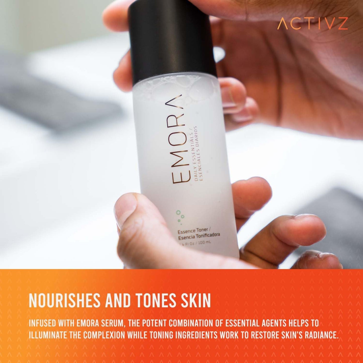 ACTIVZ Emora - Essence Toner with Rice Water - Refines Pores, Nourishes Skin - Enriched with Vitamin B3, Green Tea, and Ferment Filtrate - 100ml