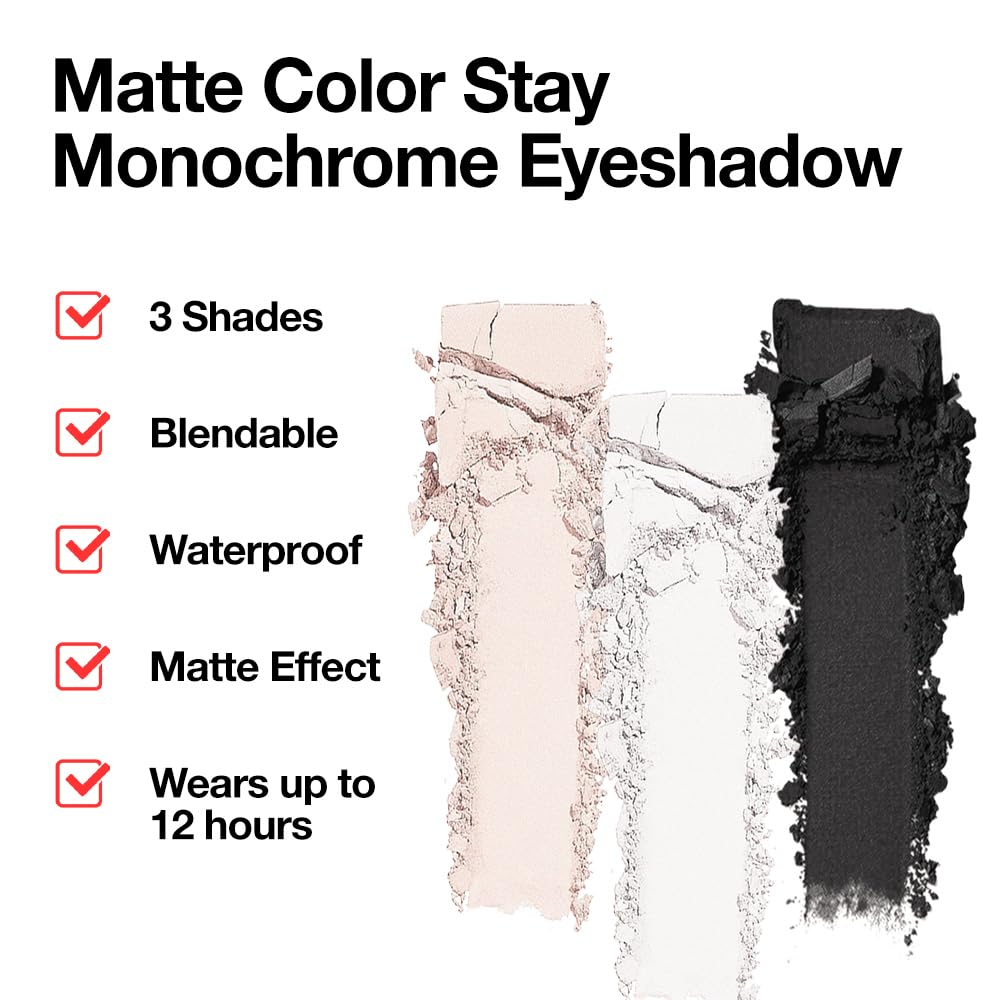 AMY'S DIARY White Black Pink Matte Eyeshadow Palette 3 pics set – Long-Lasting & Highly Pigmented, Vegan & Cruelty-Free