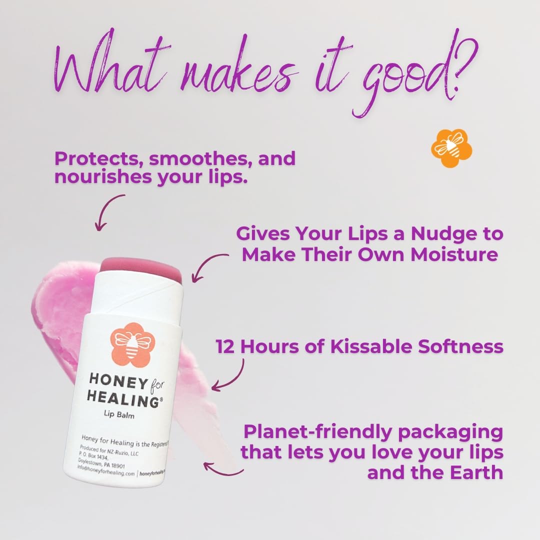 Manuka Honey Lip Balm 15+ UMF – Ultra-Hydrating Formula with Beeswax, Castor Oil & Organic Coconut Oil | 12+ Hour Moisture | Eco-Friendly Recyclable Tube | 0.25 oz / 7 g (Soft Plum)