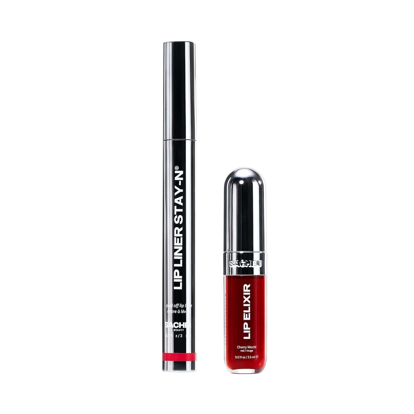 Sacheu Lip Liner STAY-N & Lip Elixir Bundle — Long Lasting Matte Lip Tattoo, Transfer Proof Lipstain Infused with Hyaluronic Acid & Vitamin E, for All Skin Types — RED-Y OR NOT