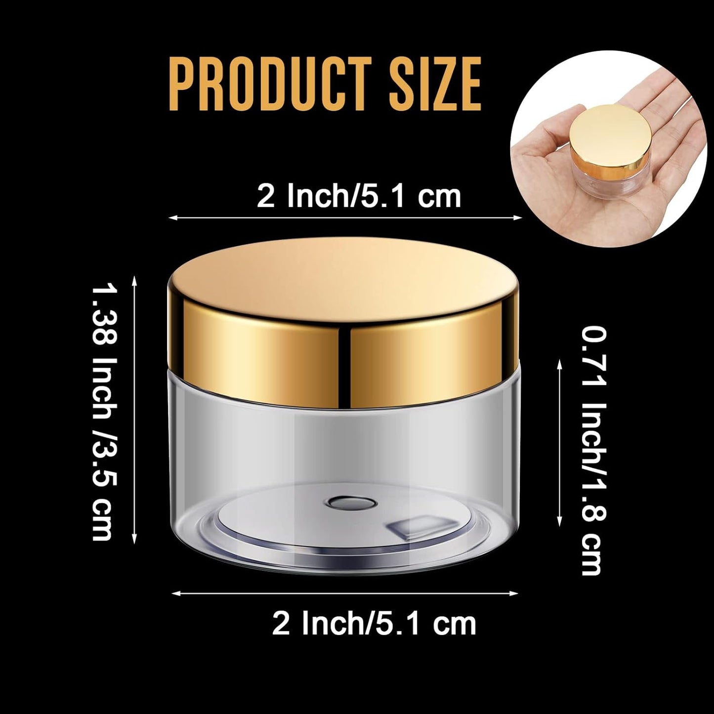 Patelai 4 Pieces Round Wide-mouth Leak Proof Plastic Container Jars with Lids for Travel Storage Makeup Beauty Products Face Creams Oils Salves Ointments DIY Making(1 Ounce,Gold)