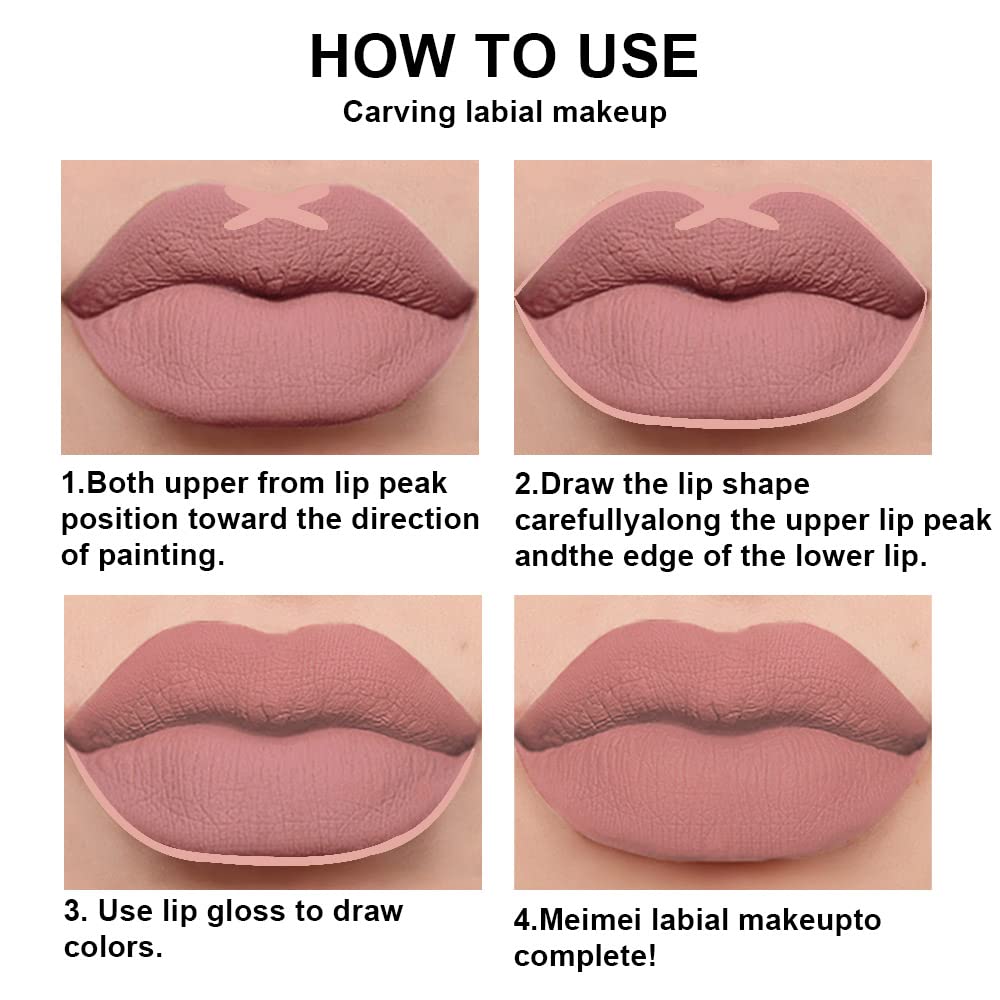 evpct 2Pcs Mauve Nude Neutral Color Lip Liner and Matte Lipstick Makeup Sets Vegan Lipstick Lip Liner and Gloss Set Lip Stain Long Lasting Waterproof 24 34#
