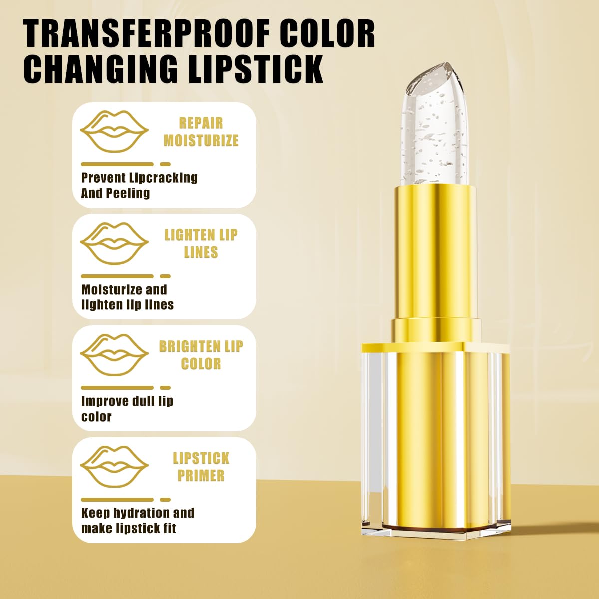 Transferproof Color Changing Lipstick,Color Changing Lipstick for Women Girls,Temperature Change Moisturizer,Waterproof Moisturizer Lip Balm(Silver Foil)