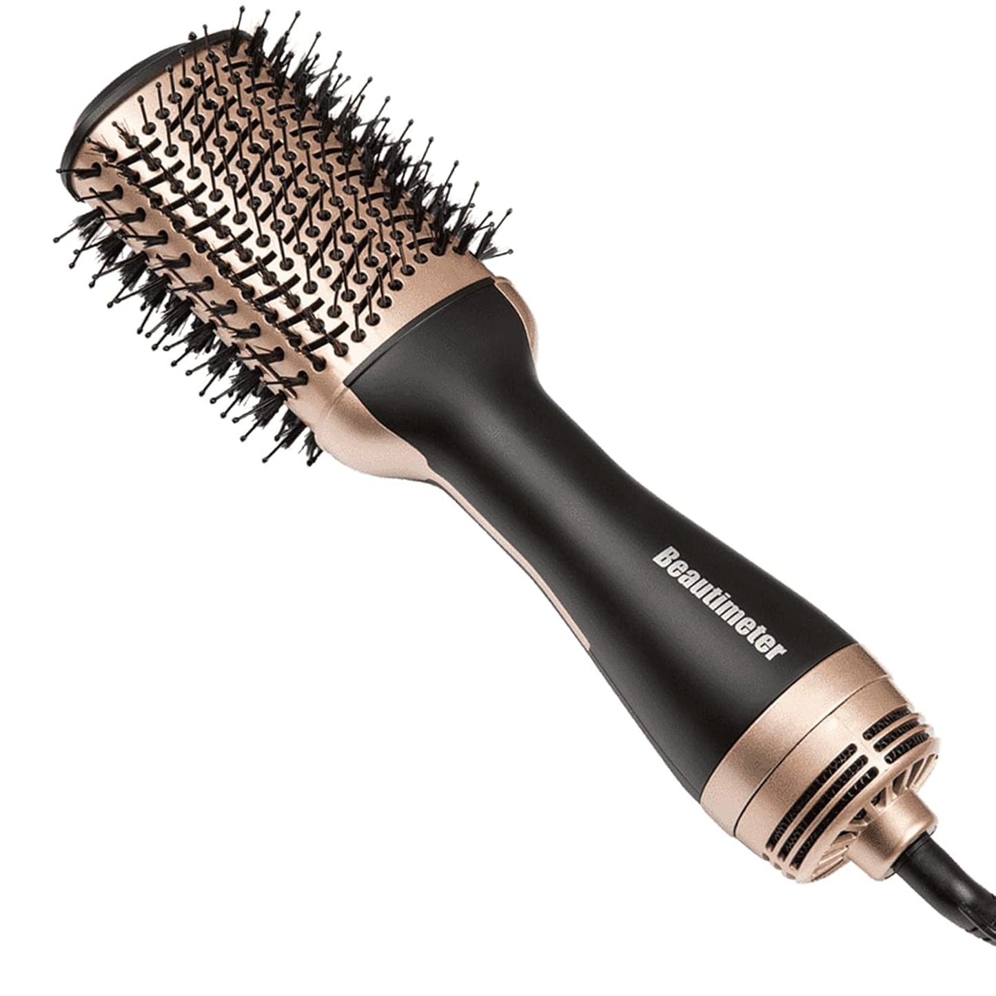Beautimeter Blow Dryer Brush, Hot Air Brush One Step Hair Dryer and Styler Volumizer, 4 in 1 Negative Ionic Hair Styler with Oval Barrel for Smooth, Frizz-Free Hair Types, Black & Gold