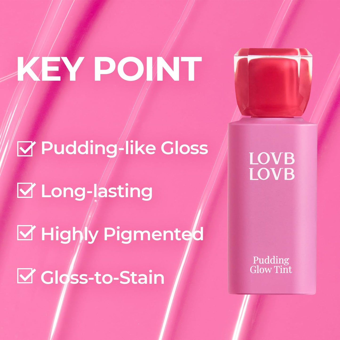 Pudding Glow Korean Lip Tint | Natural Lip Stain | Gloss to Stain | Long-Lasting & Non-Sticky | Lightweight Lip Tint 0.14 oz. (05 PINK LAMP)