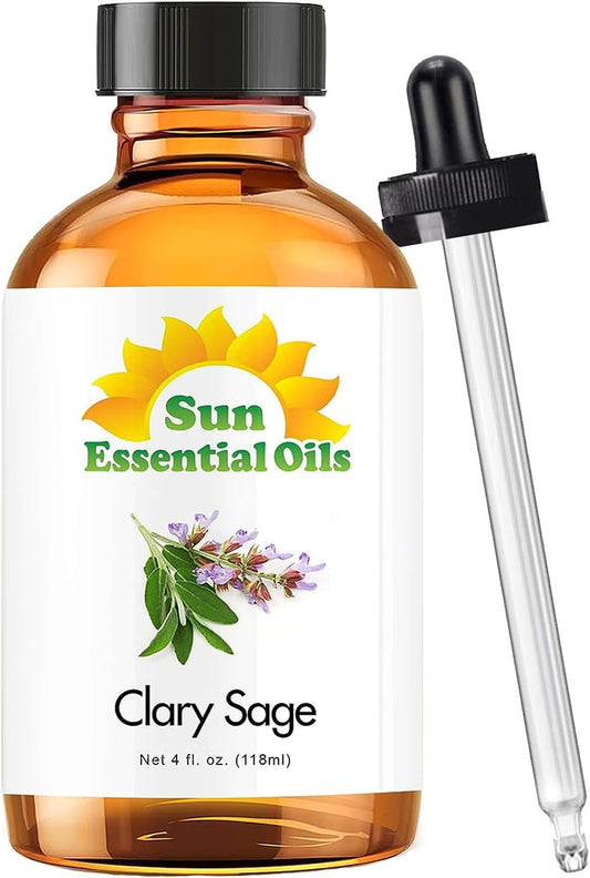 Sun Essential Oils Clary Sage Essential Oil 4oz - Clary Sage Aromatherapy Oil