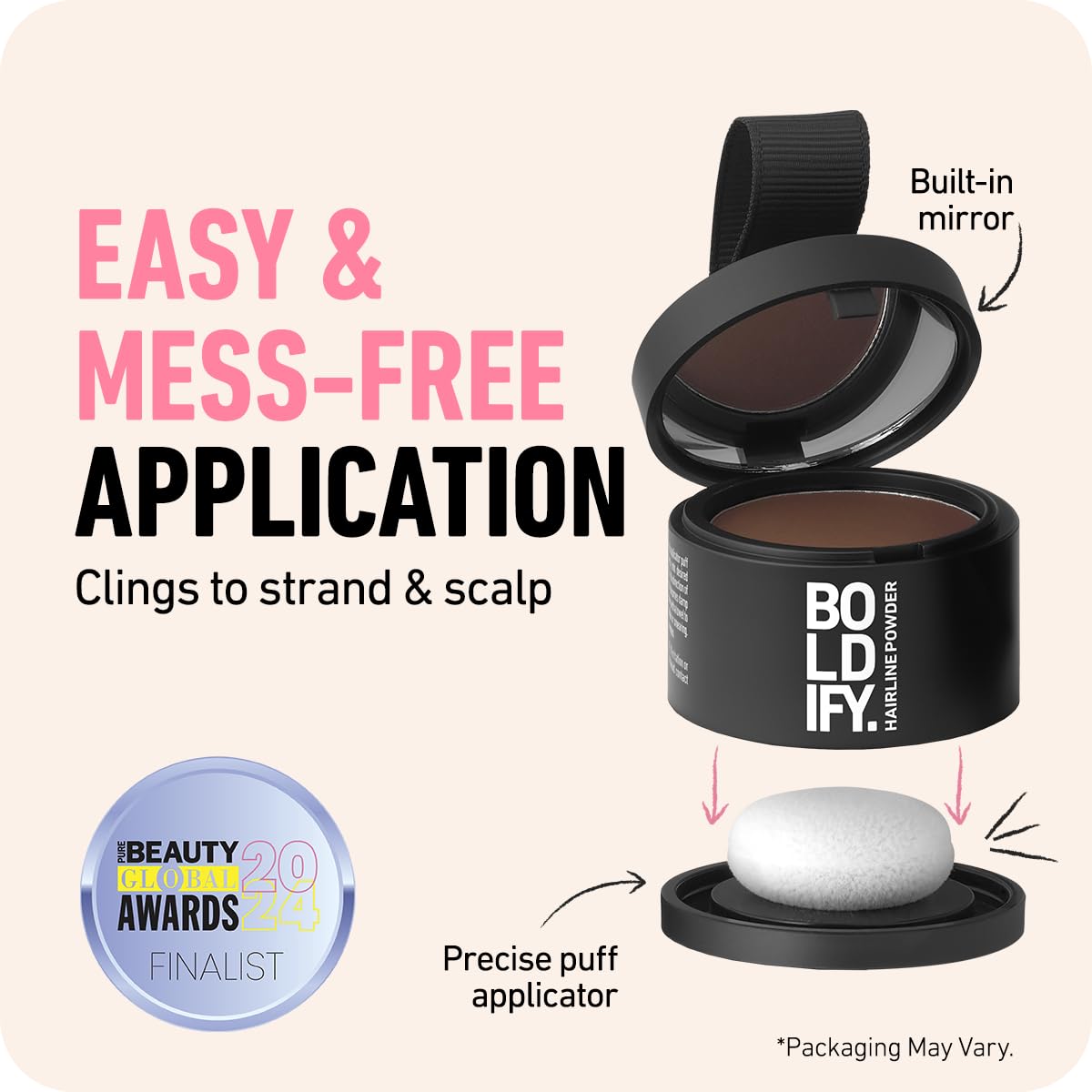 BOLDIFY Hairline Powder (LARGE, 10g) - Root Touch Up Hair Color for Gray Coverage - Bald Spot Concealing Hair Powder for Women & Men - 48-Hour Stain-Proof - Ash Brown