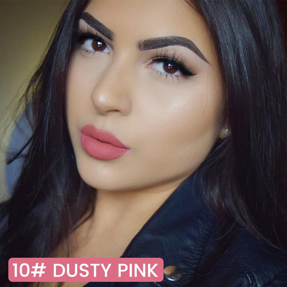 evpct Longwear Liquid Lip Liner Stain Marker Pen Long Lasting Waterproof, Dusty Pink Matte Semi Permanent 24 Hour Lip Liner and Lipstick Combo, Korean Color Stay Lipliner All Day, Lips Stain peel off