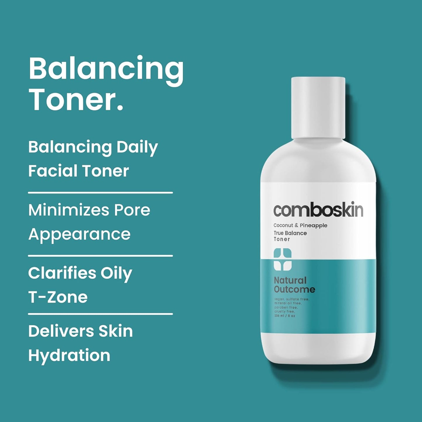 Combination Skin Balancing Face Toner | Alcohol Free Witch Hazel Facial Astringent w/Hydrating Aloe Vera, Coconut & Pineapple | 8 oz