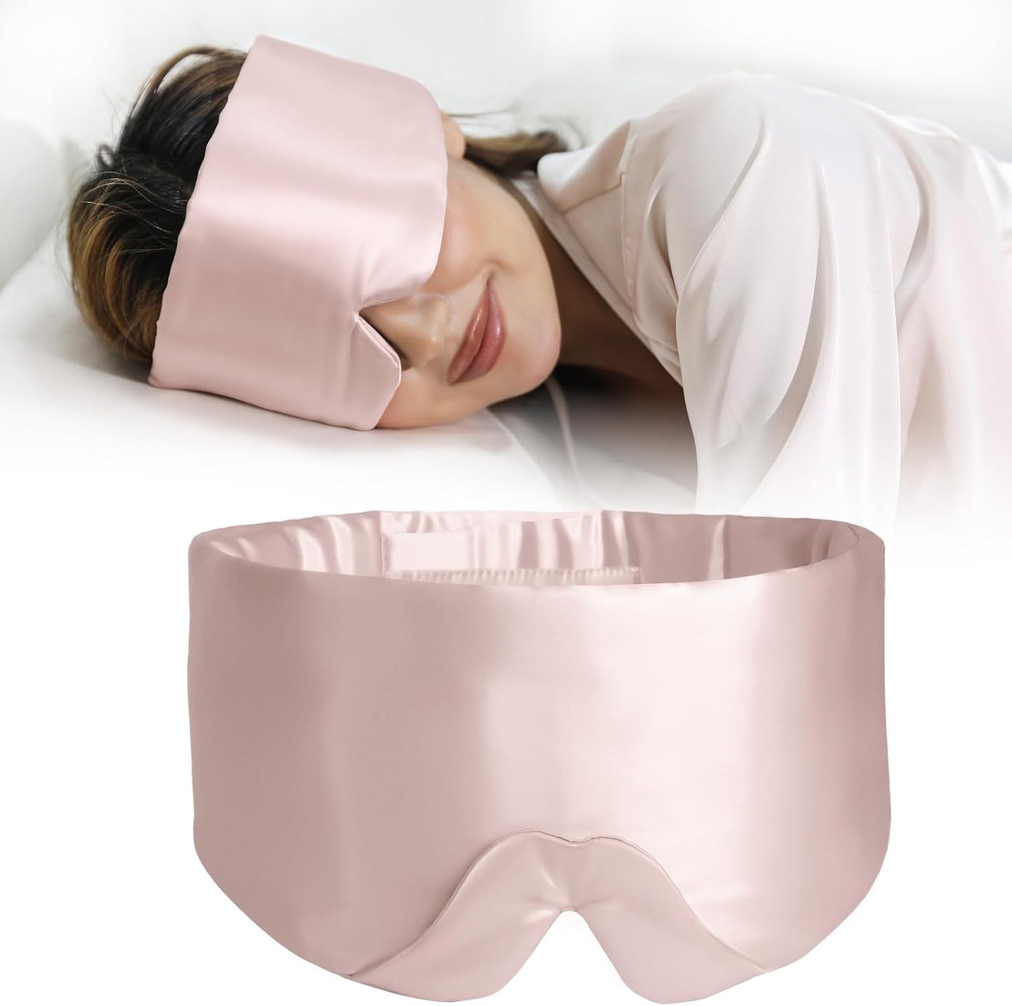 ZIMASILK 100% 22 Momme Mulberry Silk Sleep Mask - Full Silk Filled, Ultra-Soft & Breathable, Face-Hugging Blackout Eye Cover for Sleeping (Pink)